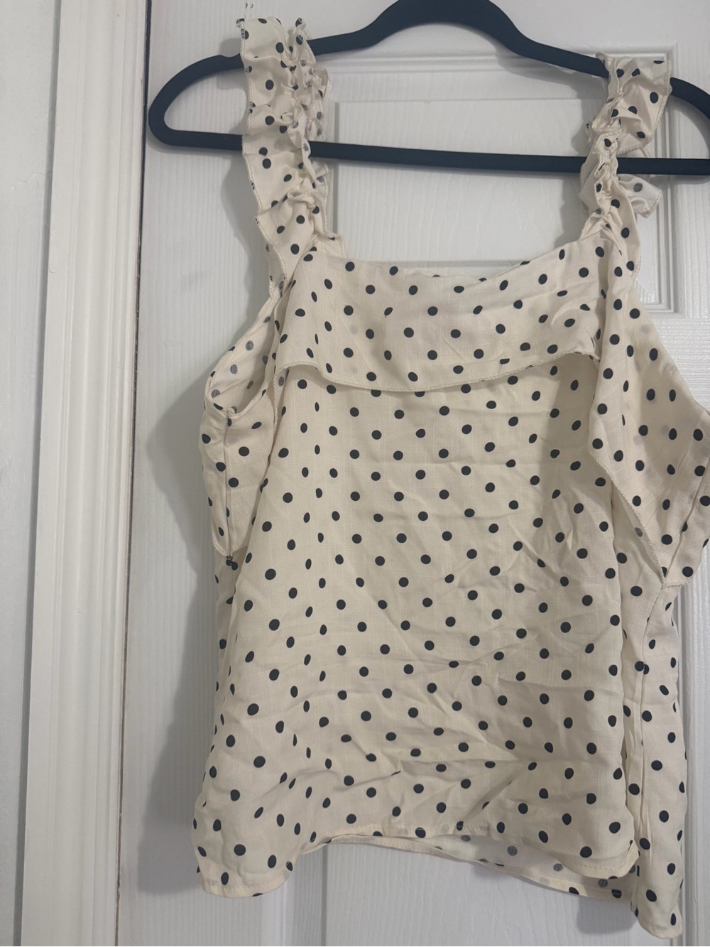 Women’s Cream Polka Dot Ruffle Strap One-Piece